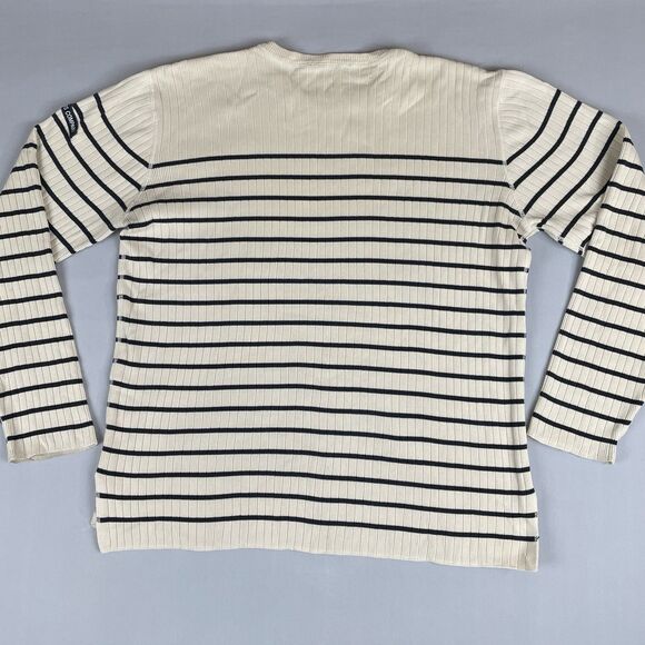 Polo Jeans Ralph Lauren Crewneck Tight Knit Sweater Men's M Beige Black Striped - Picture 3 of 13